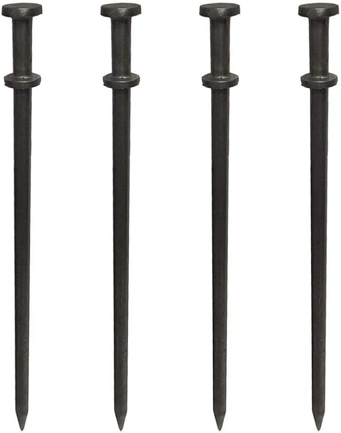 Double Head Tent Stakes - Heavy Duty Steel Tent Stakes, Versatile Ground Spikes to Anchor Commercial Inflatables, Party Tents, and Outdoor Camping Shelters, 1 x 40 Inch, 50-Pack