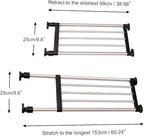 BAOYOUNI Adjustable Closet Shelf Expandable Shelves Tension Rod Hanger Space Saving Storage Rack Organizer Divider for Wardrobe, Cupboard, Kitchen, Bathroom Use, Black, 2 Pack
