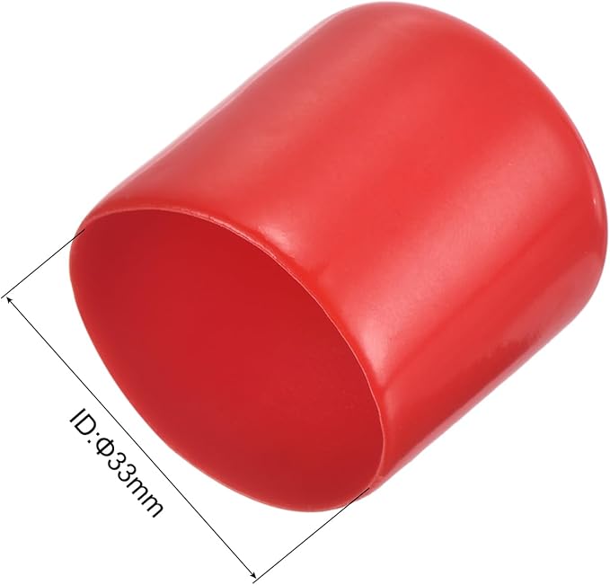 uxcell 4pcs Rubber End Caps 1 5/16"(33mm) ID Vinyl Round End Cap Cover Screw Thread Protectors Red, 30mm Height