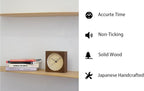Wooden Desk Clock Japanese Handcrafted Solid Wood Clock Silent Non-Ticking Battery Operated Modern Decorative for Living Room Bedroom Office LINE Desk Clock CH-075 (Dark Brown)