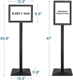Sign Stand for Display, 11lbs Integrated Rod Heavy Duty Pedestal Floor Signage Stand Holder, for Outdoor or Indoor Advertising (8.5 x 11, Black)