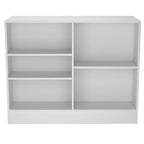 48” W ×20” D × 38” H - Ledge top Checkout Counter with Slatwall Display Front, White Wooden Slat Wall Cash Register Stand,Retail Counter Display