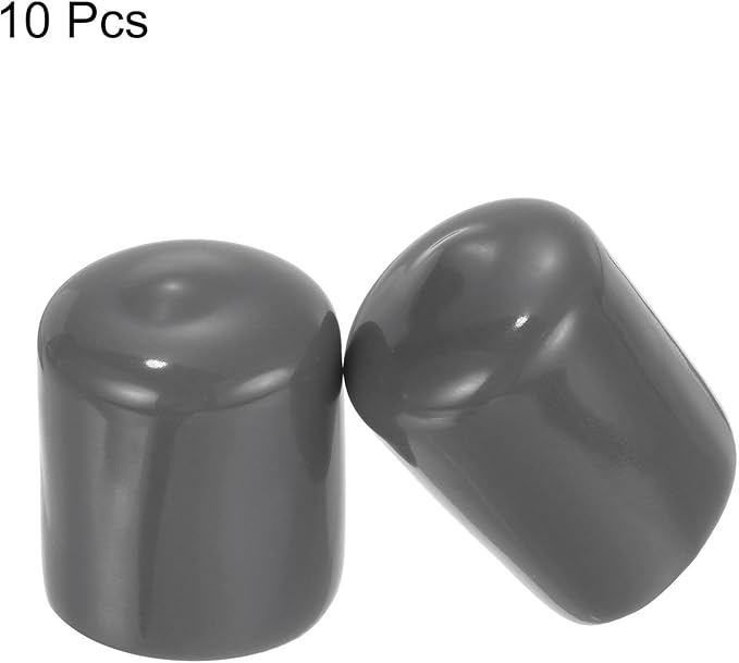 uxcell 10pcs Rubber End Caps 22mm ID Vinyl Round End Cap Cover Screw Thread Protectors Dark Grey