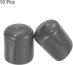 uxcell 10pcs Rubber End Caps 22mm ID Vinyl Round End Cap Cover Screw Thread Protectors Dark Grey