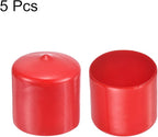uxcell 5pcs Rubber End Caps 1 9/16"(39mm) ID Vinyl PVC Round Tube Bolt Cap Cover Screw Thread Protectors Red