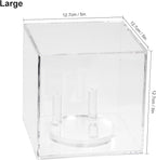 Clear Acrylic Mineral Geode Fossil Coral 3-Peg Round Holder Dustproof Box, Painted Rock Agate Crystal Small Collectibles Display Stands Easel, Multiple Display Box (Large-5x5x5in, 1Pcs)