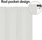 Easy-Going Rod Pocket Blackout Curtains for Bedroom, Room Darkening Window Curtains for Living Room, Thermal Insulated Noise Reduction Solid Window Drapes, 2 Panels(34x54 in, Ivory)