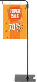 Blulu 1 Pcs Adjustable Hanging Poster Stand Sign Holder 43-87 Inch Pallet Floor Standing Poster Display Black Heavy Duty Double Sided Clip on Mobile Banner Stand with Base for Outdoor Hanging Display