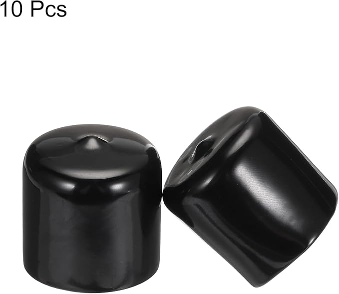 uxcell 10pcs Rubber End Caps 31mm(1.2") ID Vinyl Round End Cap Cover Screw Thread Protectors Black