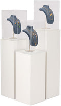 Displays2go Pedestal Display Stands with Contemporary Tiered Design and Recycled Acrylic Topper (PEDWDWH3)