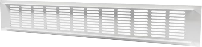 Vent Systems 19.69 x 3.15 Inch (Outer Size) - Pack of 2 - Rectangular Door Vent - White Aluminum Vent Cover, Toe Kick Vent Cover - HVAC for Home, Cabinet Vent - Intake/Exhaust Door Return Air Vent
