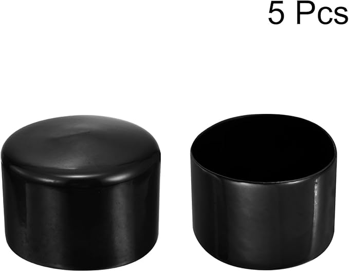 uxcell 5pcs Rubber End Caps 2 9/16"(65mm) ID Vinyl PVC Round Tube Bolt Cap Cover Screw Thread Protectors Black