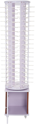 Sunglasses Display Stand, 108 Pairs Wooden 360° Rotating Sunglass Eyeglass Holder Organizer, Glasses Hanger Storage Rack for Retail Commercial Display, L14.2*H66.1in, White