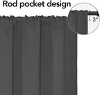 Easy-Going Rod Pocket Blackout Curtains for Bedroom, Room Darkening Window Curtains for Living Room, Thermal Insulated Noise Reduction Solid Window Drapes, 2 Panels(42x45 in, Gray)