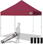 Eurmax USA 8'x8' Pop Up Canopy Tent Commercial Instant Canopies with Heavy Duty Roller Bag,Bonus 4 Sand Weights Bags (Burgundy)