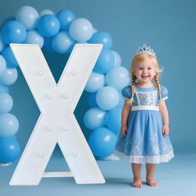 PRELIFE MEMORY 3FT/36 Inch Light Up Marquee Letter A-Z, White Frame KT Board Plug-in KT Board with Bracket White LED Party Decorative Light Decoration for Birthday Party Anniversary (X)