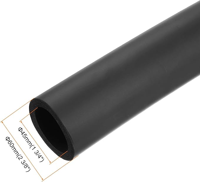 uxcell Foam Tubing for Handle Grip Support, 45mm(1 3/4") ID 60mm(2 3/8") OD 1m Length Black