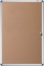 VIZ-PRO Tamperproof Lockable Cork Noticeboard Class 1 Aluminium Framed 36x24 Inches