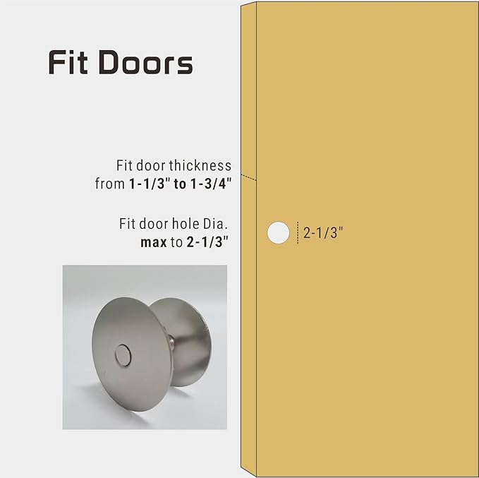 Door Hole Cover Plate, 2-5/8" Diameter Solid Steel, Hole Filler Plate (2, Satin Nickel)