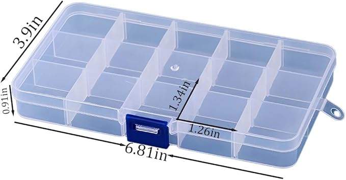 3pcs Clear Storage Small Parts Organizer Box Storage Bin With Dividers Multi Compartment for Beads Art DIY Tackle Box Organizer (Small 15 - compartment)