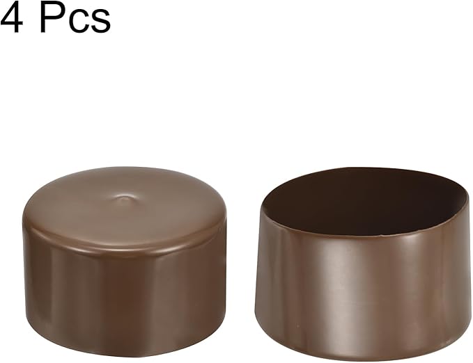 uxcell 4pcs Rubber End Caps 85mm(3 3/8") ID Vinyl Round Tube Bolt Cap Cover Screw Thread Protectors Brown, 50mm Height
