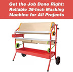 LAUCO 36" Mobile Masking Paper Machine with Storage Trays – Multi-Roll Masking Dispenser for Auto Body Paint, Car Repair & Collision Shop Prep (87277)