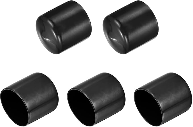 uxcell 5pcs Rubber End Caps 1 9/16"(40mm) ID Vinyl PVC Round Tube Bolt Cap Cover Screw Thread Protectors Black