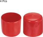 uxcell 4pcs Rubber End Caps 44mm ID Vinyl Round End Cap Cover Screw Thread Protectors Red, 40mm Height