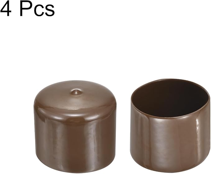 uxcell 4pcs Rubber End Caps 47mm(1 7/8") ID Vinyl Round Tube Bolt Cap Cover Screw Thread Protectors Brown, 40mm Height