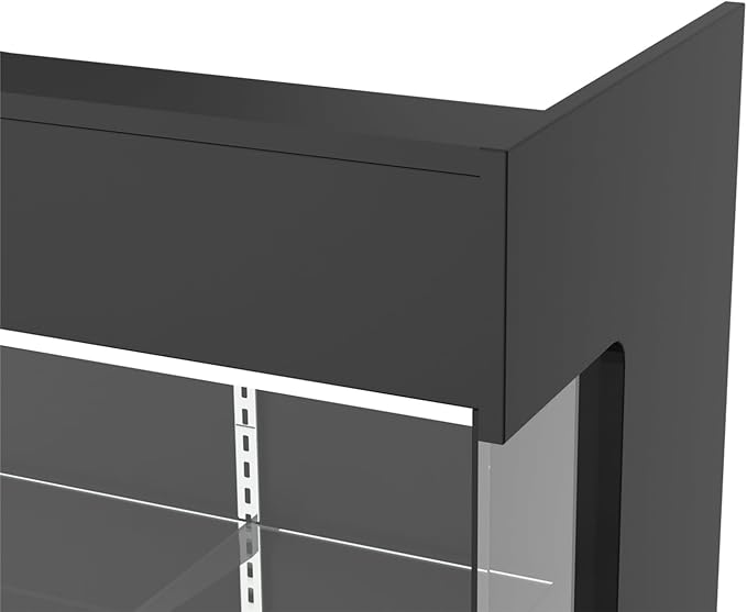72" W x 22" D x 42" H - Tempered Glass Retail Display Case, Black Reception Desk, Retail Checkout Counter with Lockable Drawers, Suitable for Offices, Retail Stores and Boutiques