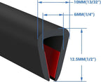 Rubber Edge Trim, Self-Adhesive U Channel Edge Trim, U Shaped Edge Protector for Glass, Mirror, Plywood, EPDM Material, Slot Width 1/4"(6.4mm), Length 10 Ft, Black
