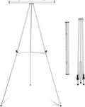 Falling in Art Aluminum Flip Chart Display Easel Stand with Adjustable Floor for Boardroom, Whiteboard, Paper Pads, Signage, 63 1/2'' High, Silver