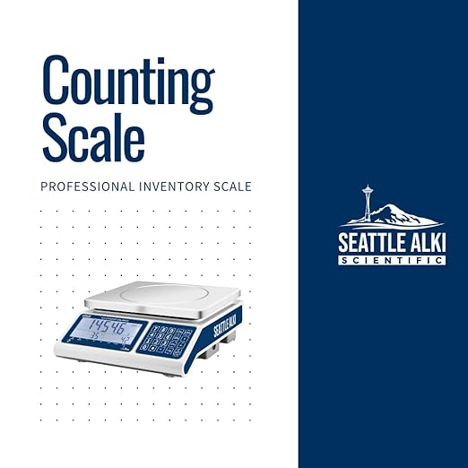 Seattle Alki Scientific Counting Scale | 30 kg x 0.5 g | Industrial Counting Scale for Small Parts | USA Company | Units: g, lbs, oz, kg (30 kg x 0.5 g + Calibration Certificate)