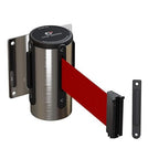 Crowd Control Warehouse - CCW Series WMB-120 Fixed Wall Mount Retractable Belt Barrier - 11 Foot, Red Belt with Stainless Steel Case