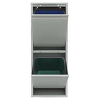 Recycling Trash Cabinet with 2 Bins & Tilt-Out Door – 15-Gallon Stainless Steel Organizer for Kitchen, Garage – Dual Waste Sorting System for Homeowners (Grey)