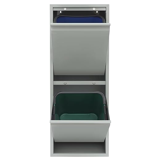 Dual Tilt Out Trash Can Cabinet Waste and Recycling Bin Combo Large Garbage Cans for Kitchen Home Stainless Steel Dog Proof Trash Can Cabinet
