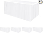 HolidayIdeas Fitted Tablecloths for 6 Foot Rectangle Table, Wrinkle Resistant Washable White Table Covers 30x72 Inch for Vendor Booth Display, Banquet, Trade Show, 4 Pcs
