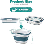 4.2 Gal(16L) Large Collapsible Plastic Bucket with Handle for House Cleaning, Space Saving Outdoor Multiuse Foldable Water Pail/Sink for Camping,Fishing,Ice (Blue)