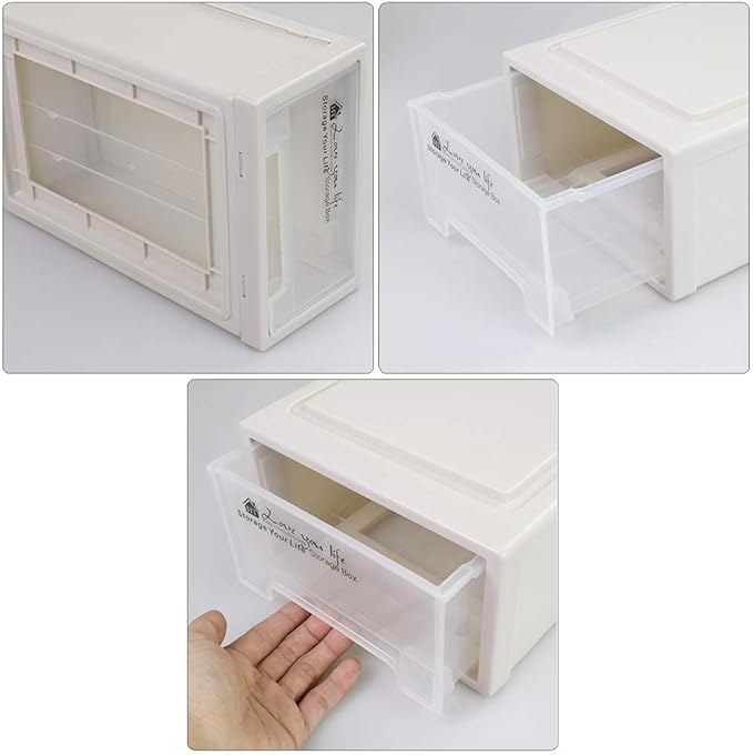 6 Quart Stacking Storage Drawer Unit Front Box, 3 Packs
