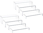 Acrylic Display Riser,8Pcs 12'' Length Tier Display Stands, Thickened to 0.2''(5mm) Acrylic Shelf Risers for Perfume Display,Risers for Buffet Table,Cupcake Stand,Pop Figurines,Tumbler,Food