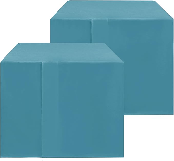 HolidayIdeas 2 Pack Square Fitted Table Covers - 34 x 34 Inch -Card Table Clothes Washable Tablecloth Protectors for Parties, Holiday Dinner, Trade Show, Vendor Stand, Teal