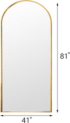 Floor Full Length Mirror, Arched Mirrors Full Length 81"x41" Freestanding Large/with Aluminum Frame & Wall Mounted & Hanging or Leaning & Full Body Mirror for Bedroom, (Gold)