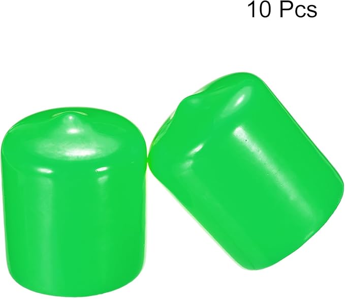 uxcell 10pcs Rubber End Caps 22mm(7/8") ID Vinyl Round End Cap Cover Screw Thread Protectors Green