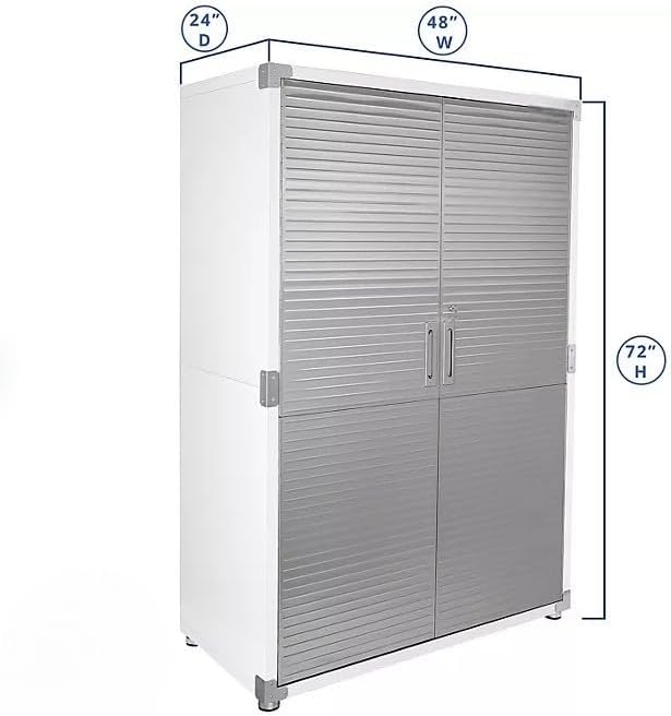 Heavy Duty Storage Solid Stainless Steel Cabinet with Lockable, Adjustable Shelf, Metal Garage Organizer (White, 48" W x 24" D x 72" H)