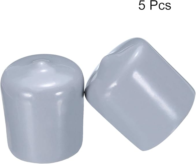 uxcell 5pcs Rubber End Caps 25mm(1") ID PVC Vinyl Round Tube Bolt Cap Cover Screw Thread Protectors Grey