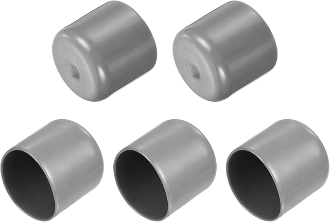 uxcell 5pcs Rubber End Caps Protective Caps 34mm ID Vinyl PVC Round Tube Bolt Cap Cover Screw Thread Protectors Light Gray