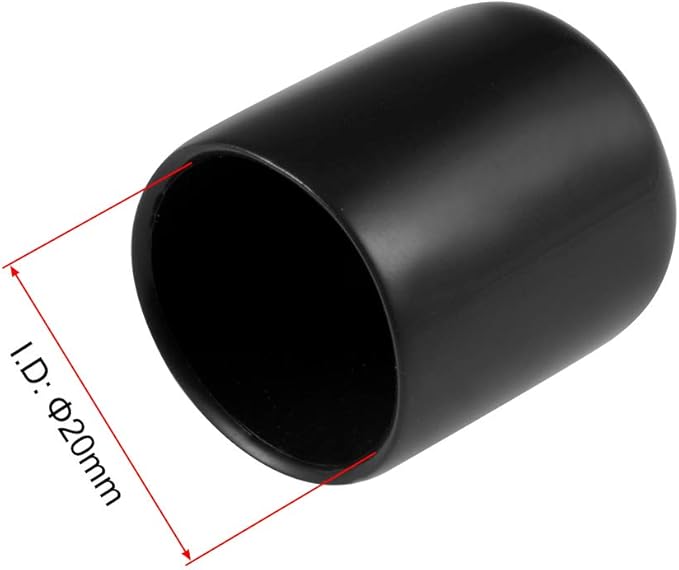 uxcell 10pcs Rubber End Caps 20mm ID Vinyl Round End Cap Cover Screw Thread Protectors Black