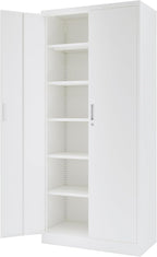 Metal Storage Cabinet, 72 Inch Tall Metal Storage Cabinet with Doors and Shelves, Pantry Cabinets for Kitchen Storage, Garage Cabinet for Living, Dining Room, Assemble Required.
