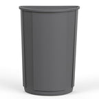 21-Gallon Half-Round Commercial Gray Trash Can - Wall-Hugging Waste Receptacle for High-Traffic Spaces
