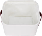 Kntiwiwo Small Fabric Storage Bins, 7.8x6.7x5.9 inch Mini Storage Cubes 4-Pack Storage Basket for Makeup Collapsible Fabric Storage Organizer with Handles, Decorative Basket for Desk, Shelves, White